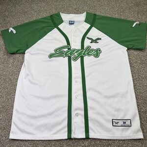 Vintage Philadelphia Eagles NFL Ultra Game Baseball Style Jersey Large Old Logo